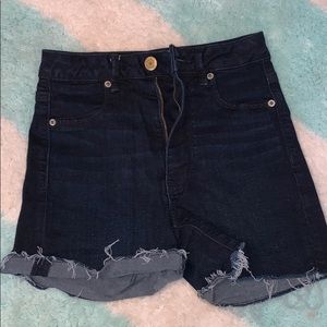 High rise dark wash jean shorts